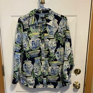 Talbots beautiful vases button down shirt